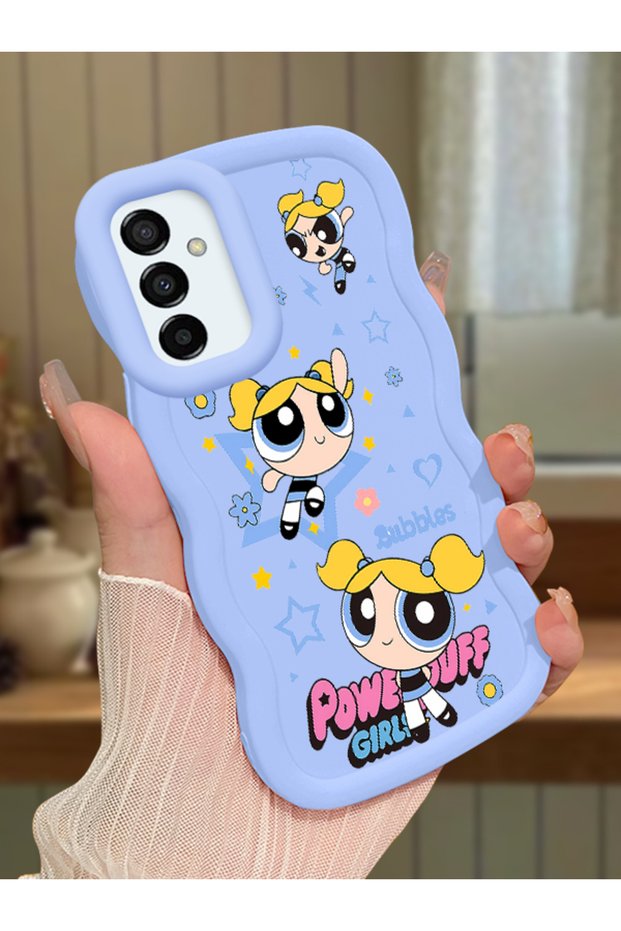 Samsung Galaxy M23 Compatible Case Camera Protector Blue Silicone Couple Phone Case Cartoon Pattern