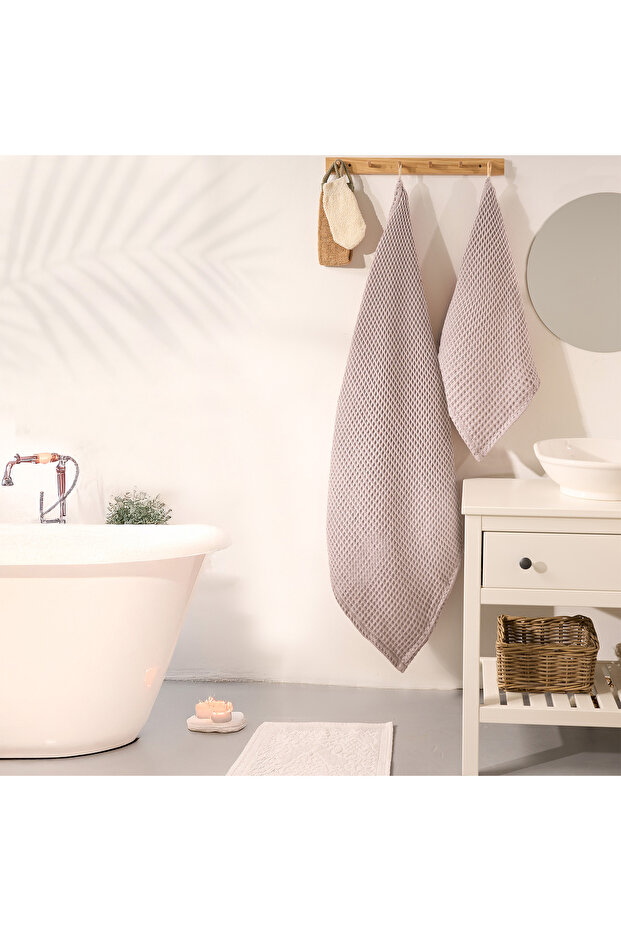 Waffle Bath Towel Set 100% Cotton - High Absorbent Honeycomb Textured Large Size Bath and Hand Face Towel Set