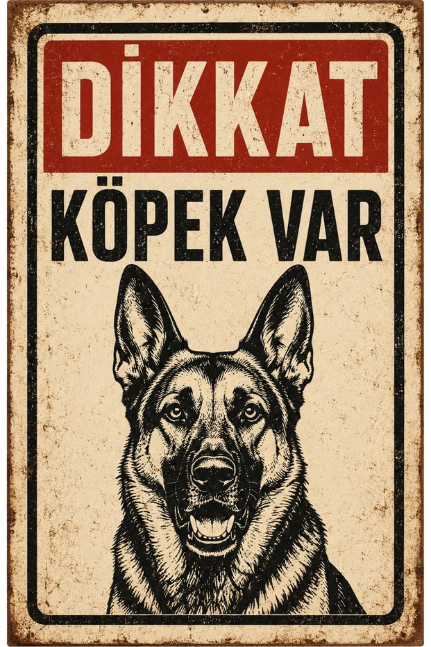 Retro Caution Beware of Dog Metal Sign Vintage Warning Sign Wall Decor 15X20 cm