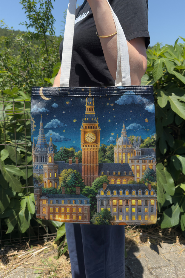 London V3 Double Sided Summer Winter Canvas Print Tote Bag