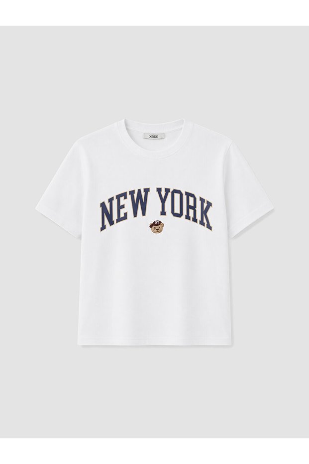 White New York Printed Cotton Women's T-Shirt