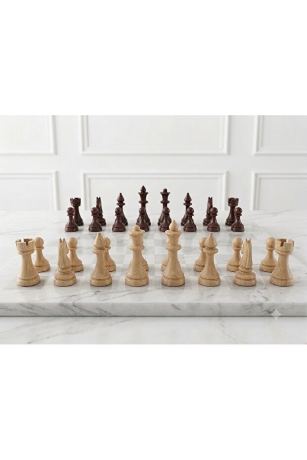 Wooden Chess Set Large Size - Solid Beech Wood