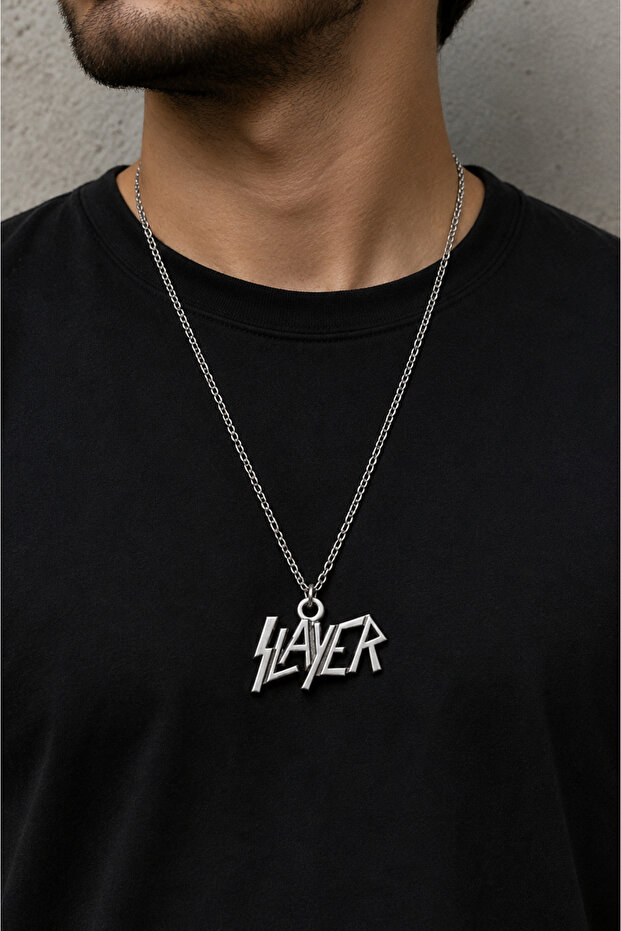 Slayer Music Band Logo Necklace Rock Metal Style Men's Gift Accessory