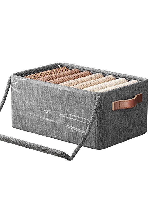 Extra Large Folding Wardrobe Drawer Cabinet with Lid & Handles (47*28*20cm), Portable Clothing Storage Organizer Rack