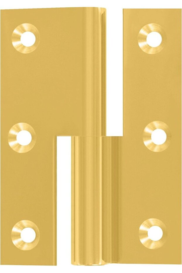 Furniture hinge, offset type B, cylindrical head on the left, 50x40 mm, polished brass