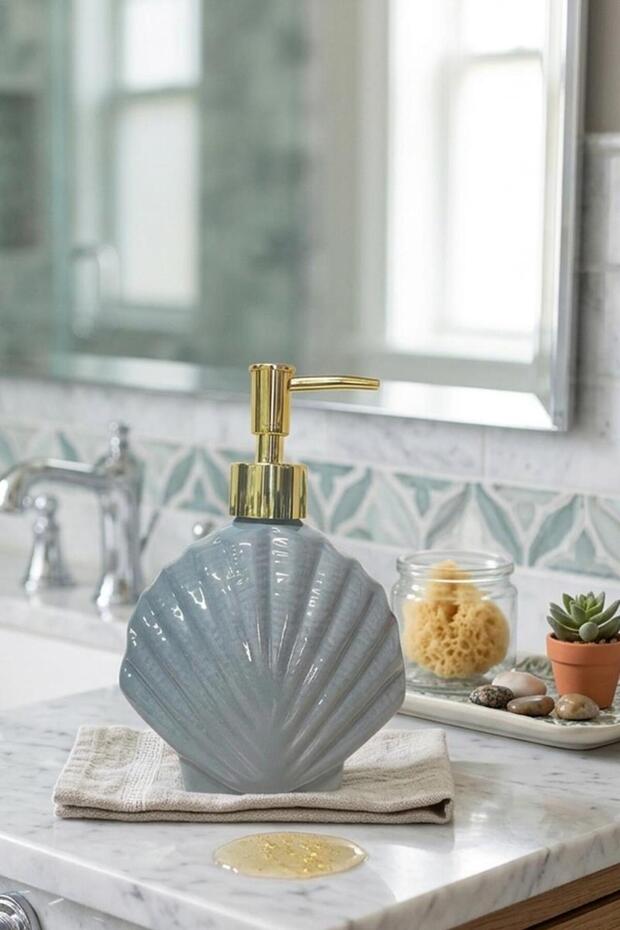 Stoneware Liquid Soap Dispenser Oyster Gray 40266