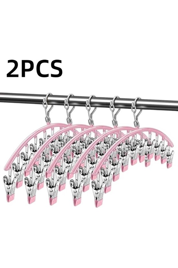 2-piece set - hanger - sock clip - hanger - storage accessories - suitable for drying socks and underwear - pink - 41*24.5 cm
