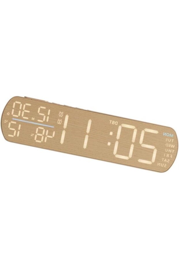 Digital Alarm Clock - Nightstand Clock - Bedroom Organization - Silent Movement - N/A - Wood Grain