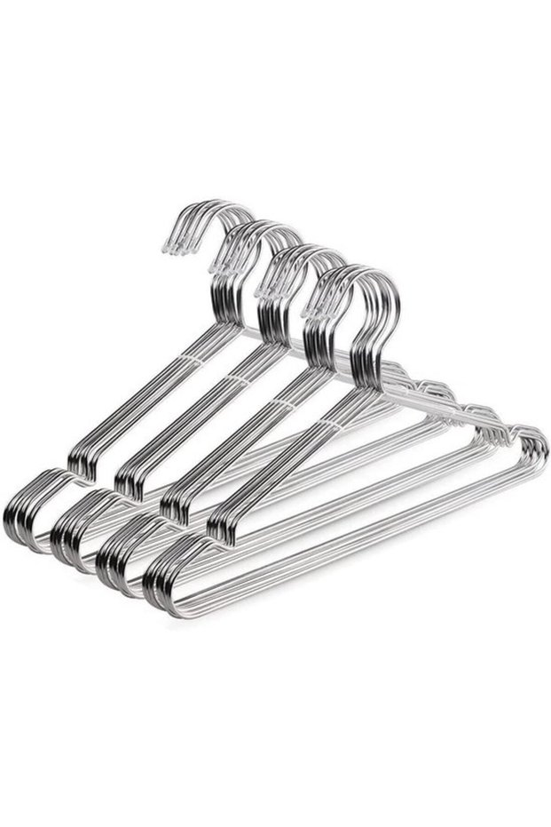 20 metal coat hangers, sturdy and durable, ultra - thin stainless steel, space - saving, 15.7 inches (3.2 mm) thick, for home use, stainless steel...
