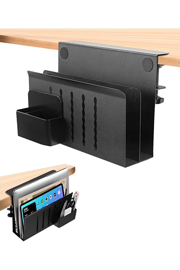 Office storage cabinet rack, computer drawer, portable black double-layer pen holder