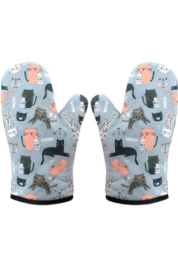 Oven mitts, heat-resistant oven mitts, 1 pair of heat-resistant kitchen mitts for grilling.