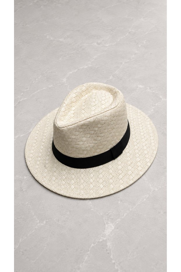 Banded Round Wide Brim Straw Fotr Hat Unisex