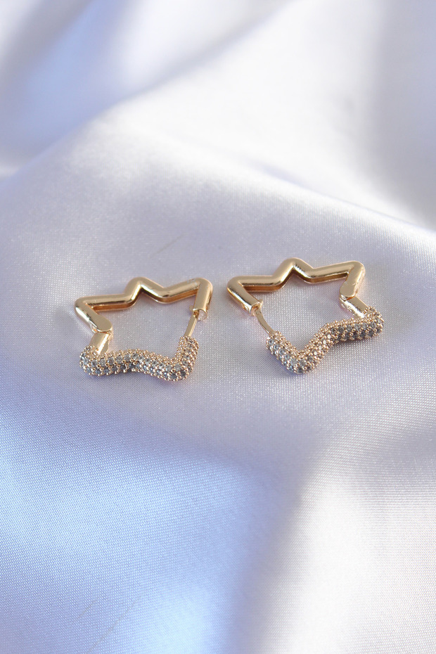 Gold Color Zircon Stone Star Model Women's Earrings