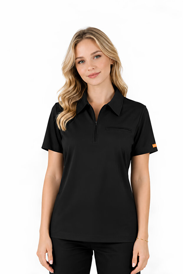 Single Top - Pocketless Lycra Unisex Doctor and Nurse Surgical Uniform Black | Medi̇zi̇p