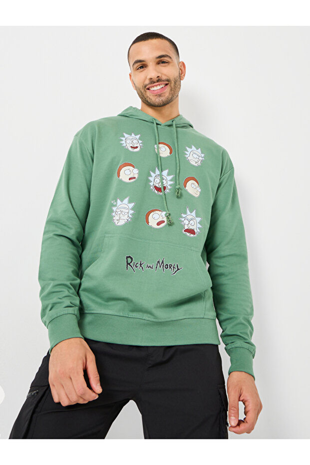 Rick and Morty Graphic Print Regular Fit Hoodie