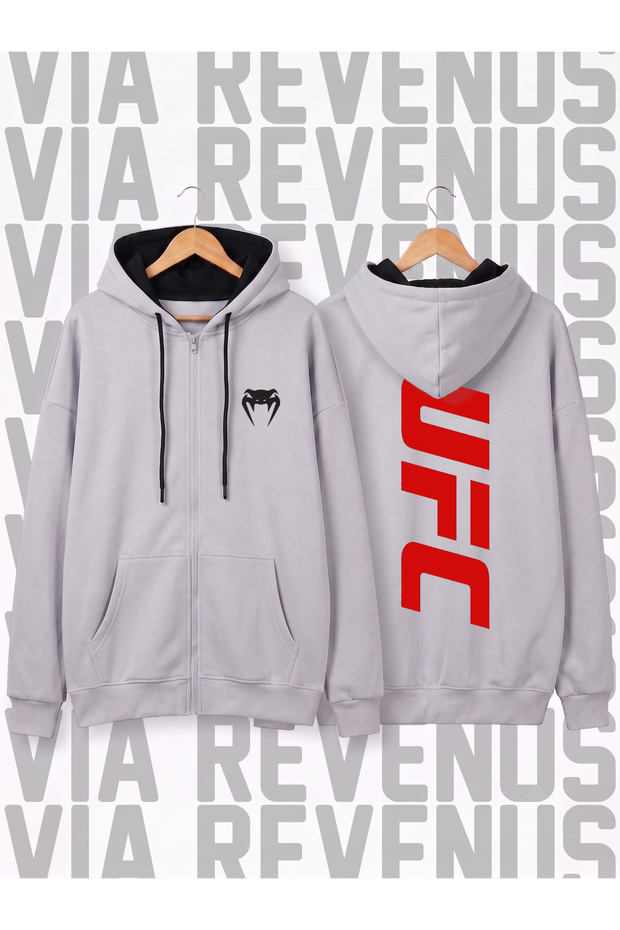 Venom Mma Kickboxing Front and Back Printed Unisex Zipper Hooded Sweatshirt Cardigan