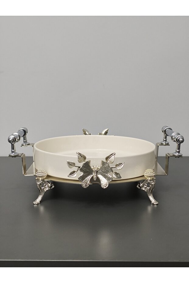 Special Laser-Cut Luxury Oven Bowl with Figures and Silver Details