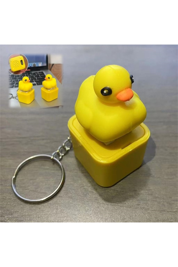 Duck USB Fidget Keychain Clicker Keychain Frog Keychain Sound Keyring Stress Relief Toy Rechargeable