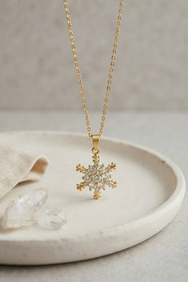 316L Steel Chain Gold Color Snowflake Necklace