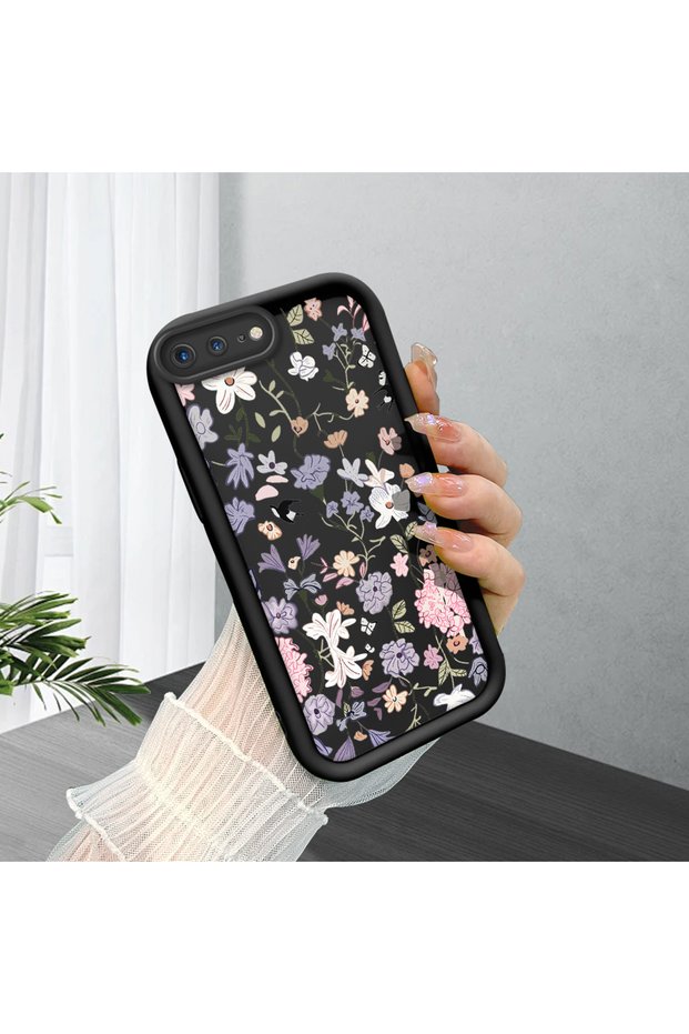 Black Silicone Case Compatible with iPhone 7 Plus/8 Plus, Shockproof with Camera Protection
