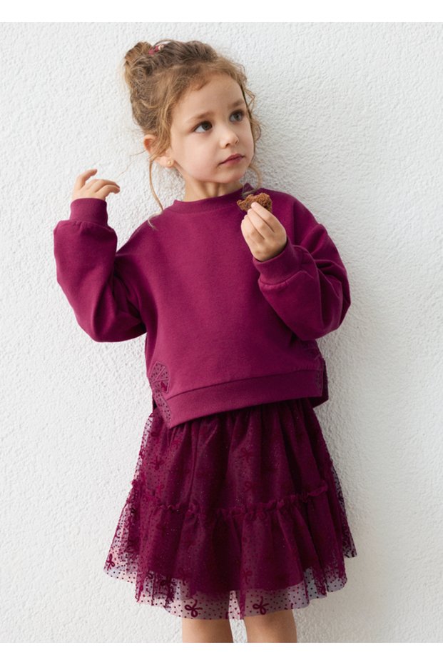 Girl's Tulle Skirt Sweatshirt Set 4934