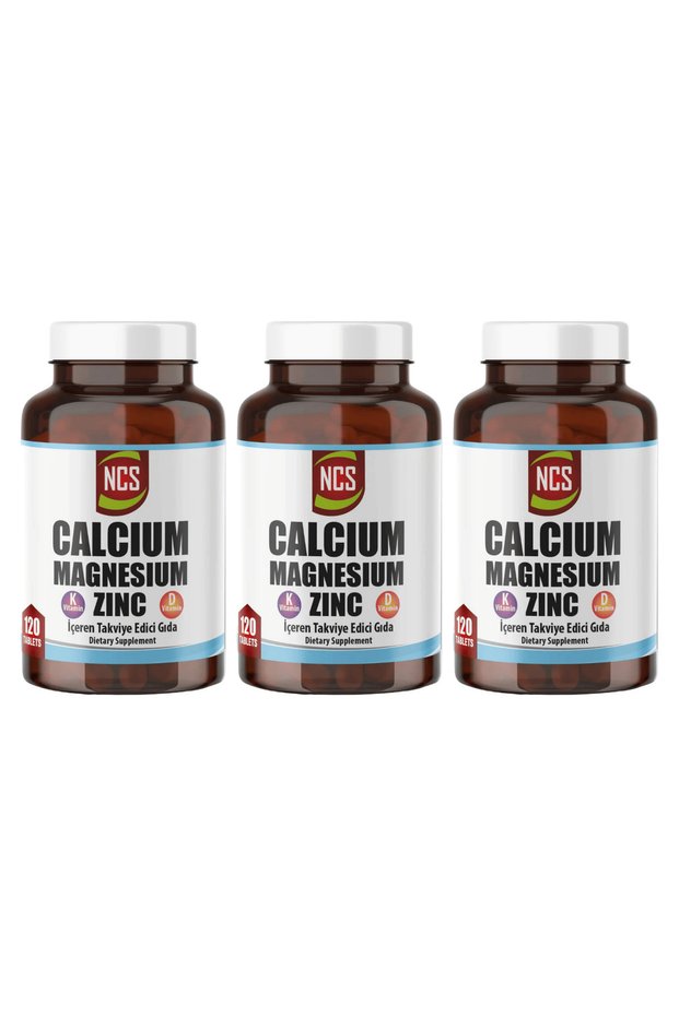 Calcium Magnesium Zinc Vitamin D & K 120 Tablets 3 Pieces