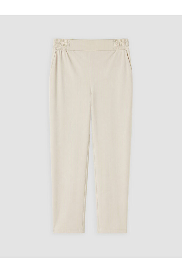Lcw Everyday Gray Women's Trousers with Elastic Waist