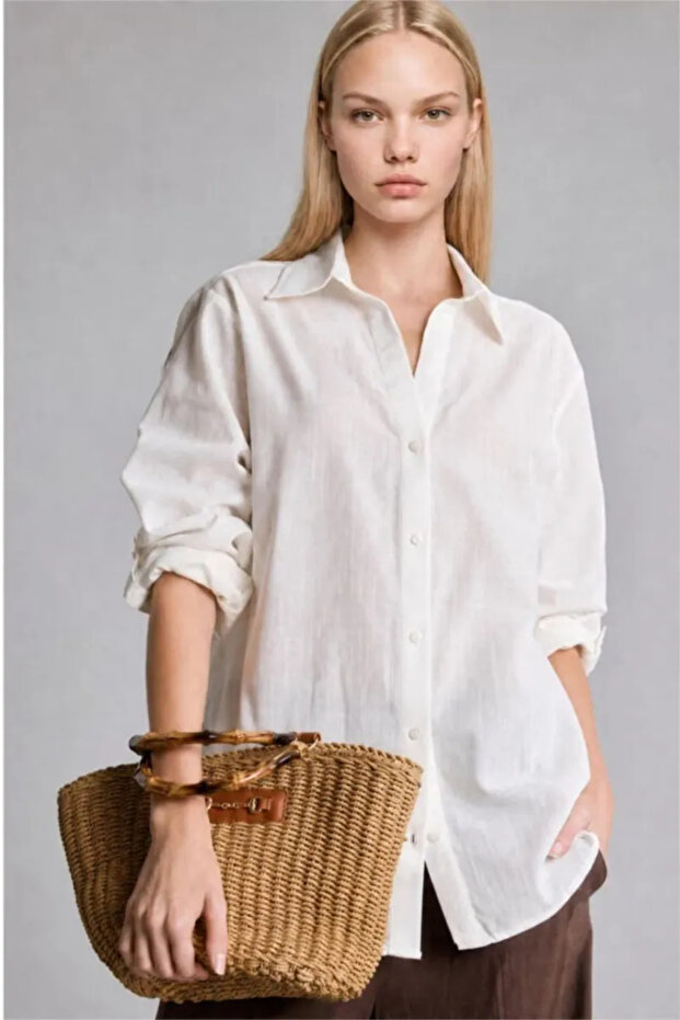 100% Cotton Regular Fit Long Sleeve Shirt - Off-White