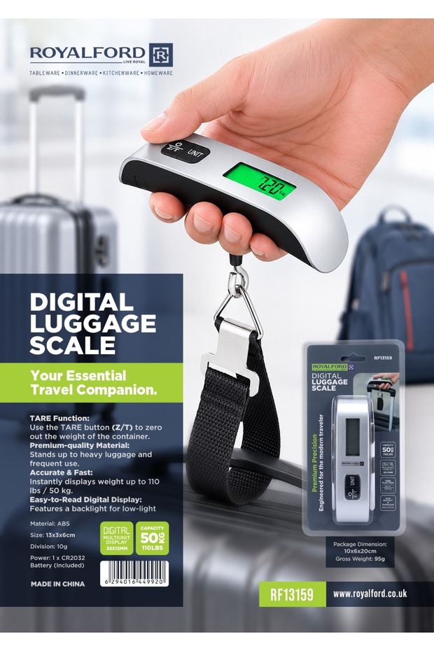 Digital Luggage Scale RF13159, 50kg Digital Hanging Luggage Scale Portable Handheld Baggage Scale For Travel Suitcase Scale