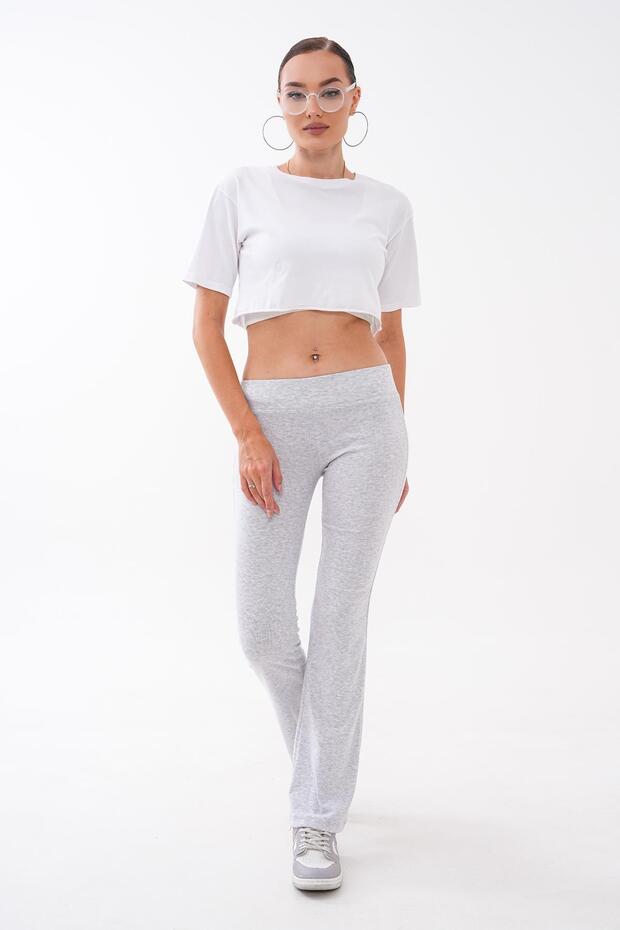 Women's Elastic Waist Detailed Spanish Flare Leggings 265179 -