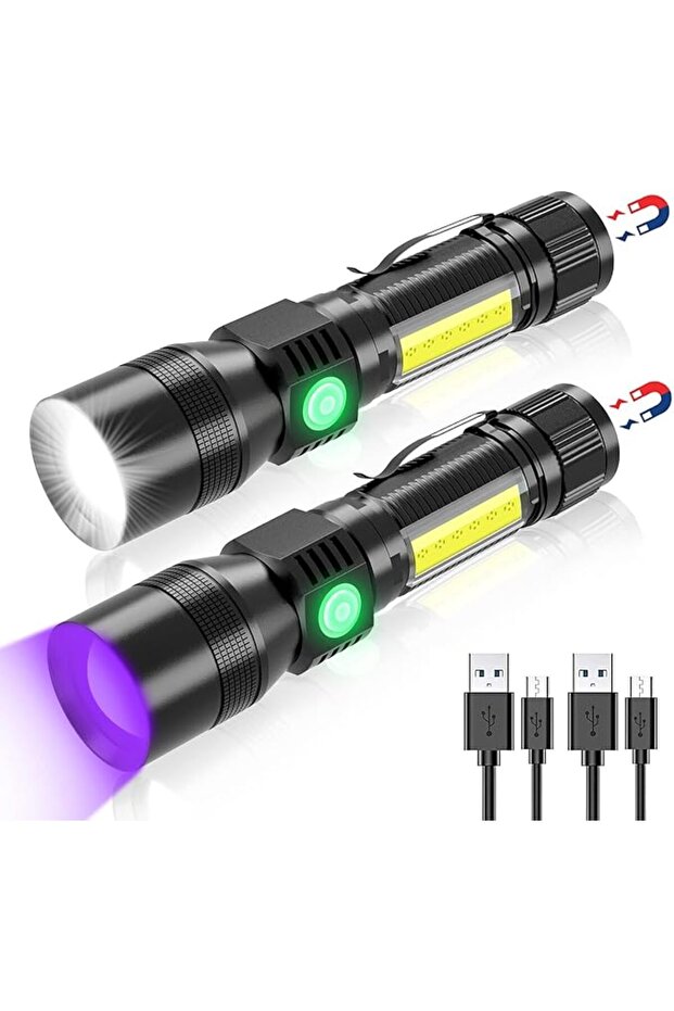 UV Flashlight Black Light, 3 in 1 Super Bright Small Rechargeable Flashlights 3000 High Lumens, Wate