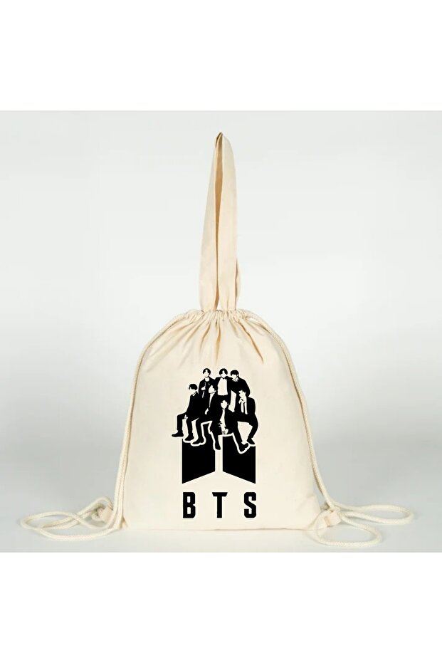 Bts K-Pop Printed Versatile Drawstring Cloth Bag for Hand, Shoulder, and Back 35X40