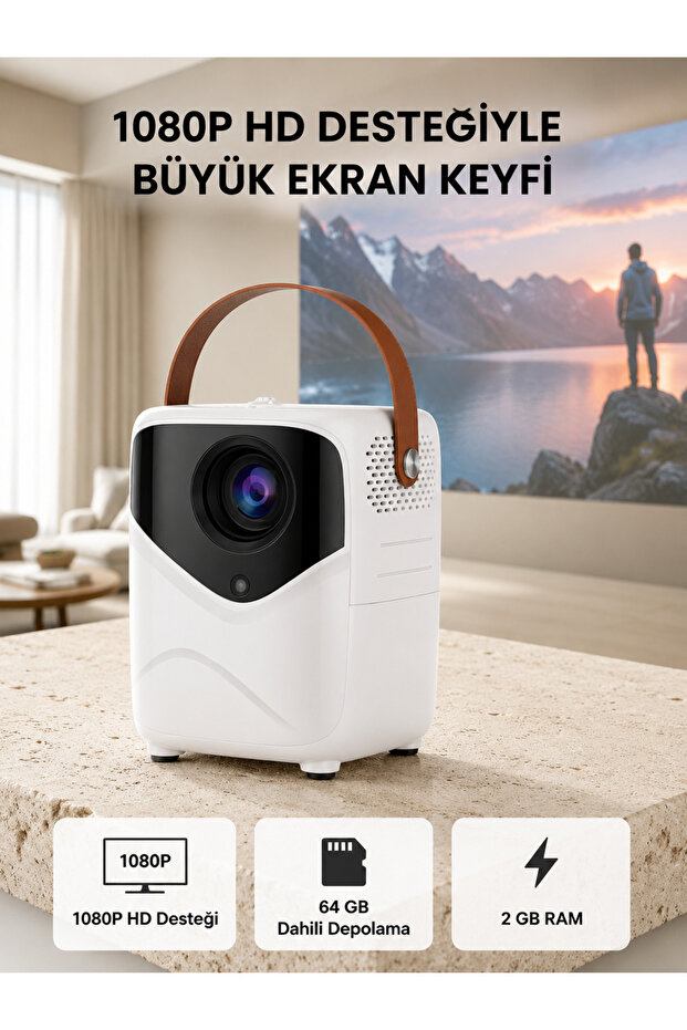 Astraltech Portable Smart 1080P Projector – 64Gb Memory, 2Gb Ram, Full Hd Image, Remote Controlled, New