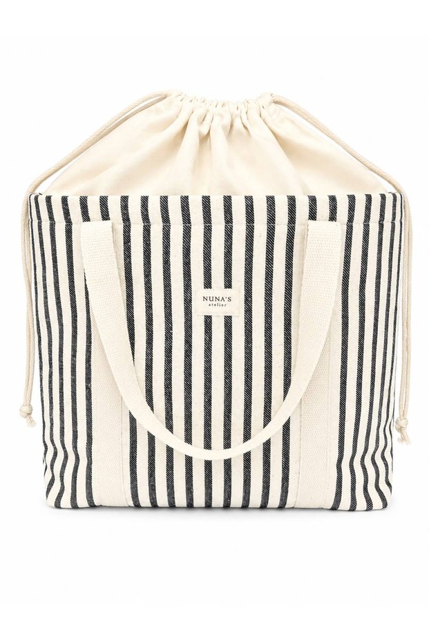 Sea |   Striped & Drawstring Beach and Pool Bag |   Large Volume Shoulder Bag (50X40 cm)