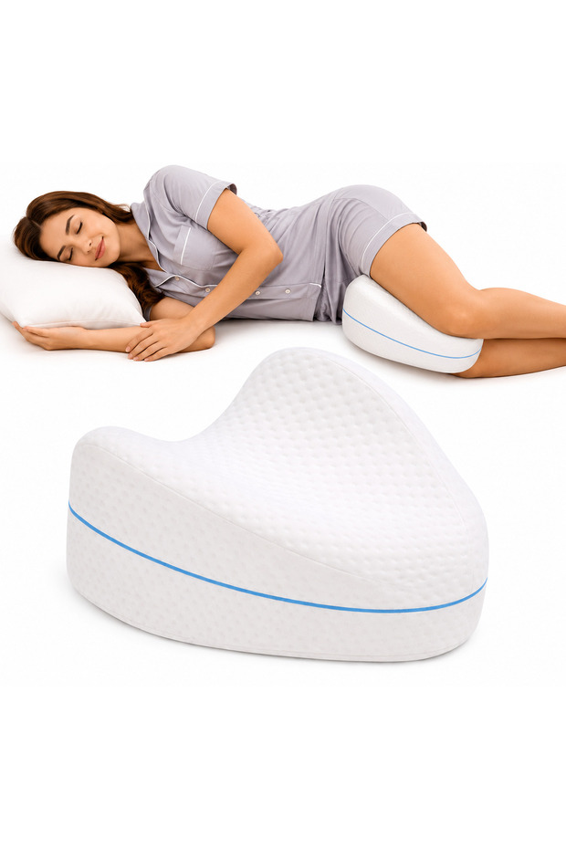 Orthopedic Leg and Knee Support Pillow, Memory Foam, for Sciatica, Back, Hip and Joint Pain Relief, Ergonomic Side Sleeper Pillow for Spinal Alignment