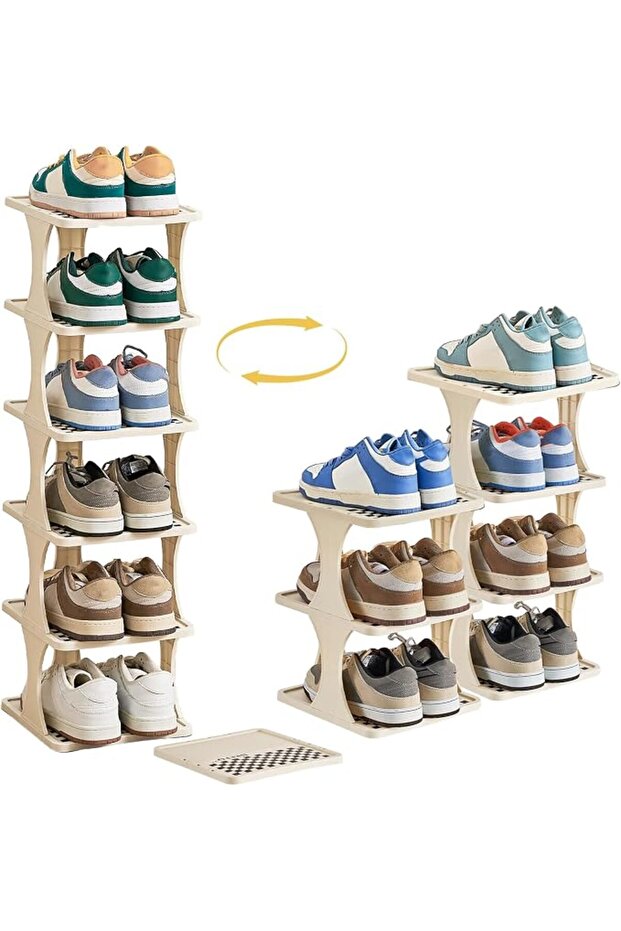 Adjustable 6-Tier Vertical Shoe Rack, Space-Saving Compact Shoe Organizer for Closet, Entryway and B