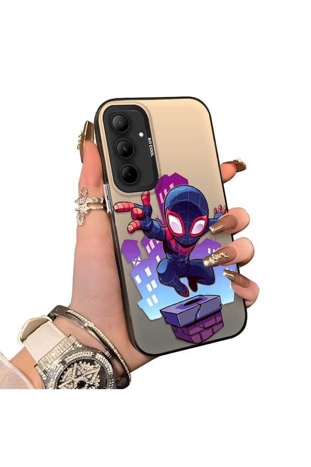 Samsung Galaxy A35 Compatible Silicone Edge Hard Back Case Couple Phone Case Spiderman Patterned
