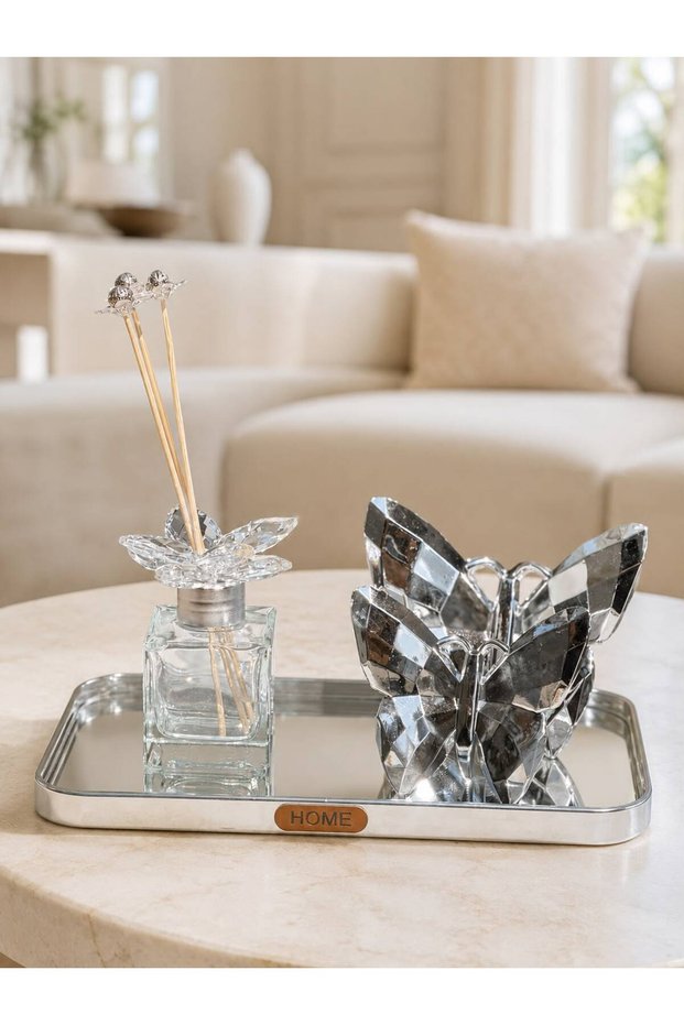 Rectangular Metal Mirrored Tray Presentation Tray Coffee Presentation Tray Decorative Tray Gold and Silver