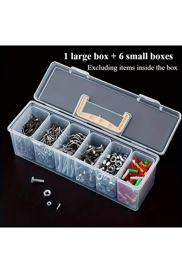 Transparent-7pcs 1/7pcs Tool Parts Storage Box Set Multi-Compartment Tool Organizer,Sorting Box for