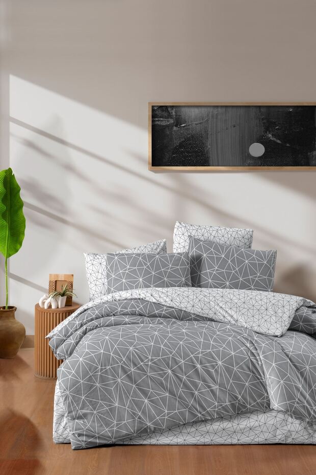 Mavera 100% Cotton (Without Sheets) Double Duvet Cover Set Gray 200X220 cm