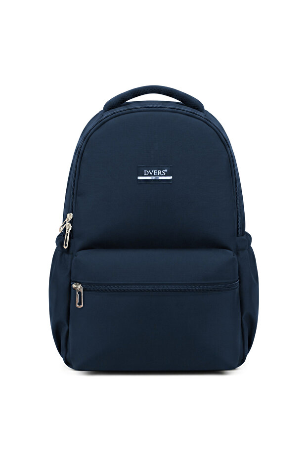 Navy Blue Basic Daily Use Backpack – Double Compartment, Large Volume School and Daily Backpack