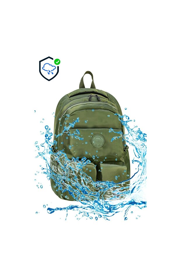 👜 حقيبة ظهر متعددة الأقسام باللون الكاكي - 1