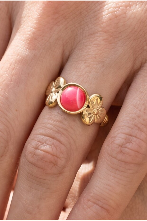 Steel Ring with Agate Stone Adjustable Quality