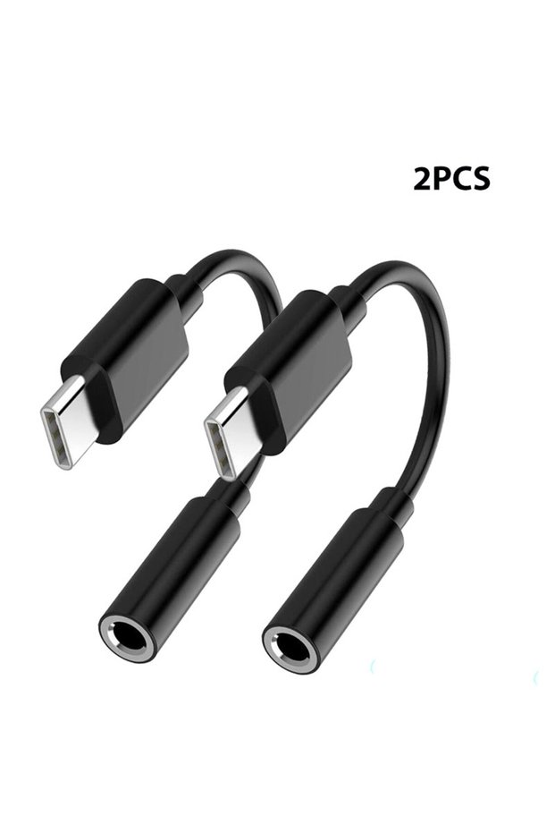 2PCSBlack 2/4PCS USB-C Type-C to 3.5mm Black Audio earphone adapters, USB Type-C to 3.5mm female hea