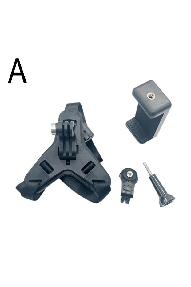 black Motorcycle Helmet Chin Mount Bracket for Action Camera/ Smartphone Adjustable First-Person Vie