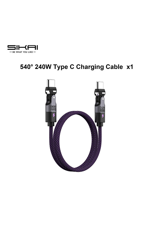 1.8m 540 Cable Only PD 240W Fast Charging Cable Double 180° +360°Rotation C to C Charger Cord 480Mbp
