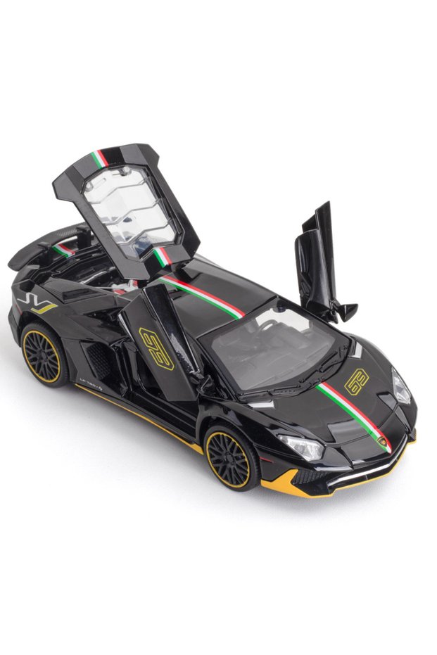 Black 1:32 Lambor Aventador SVJ LP780-4 Sports Car Model Toy Diecast Metal Scissor Doors Opened Simu