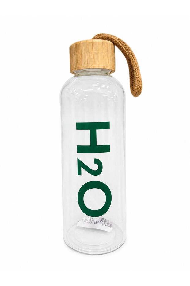 Borosilicate Glass Water Bottle with Bamboo Lid and Carrying String Transparent Flask