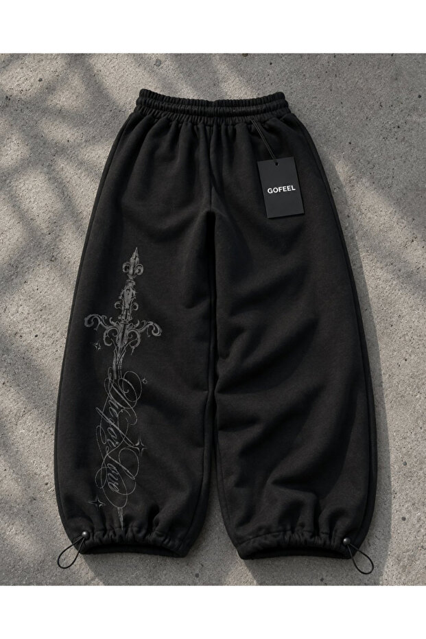Defeat Gothic Detailed Baggy Unisex Sweatpants
