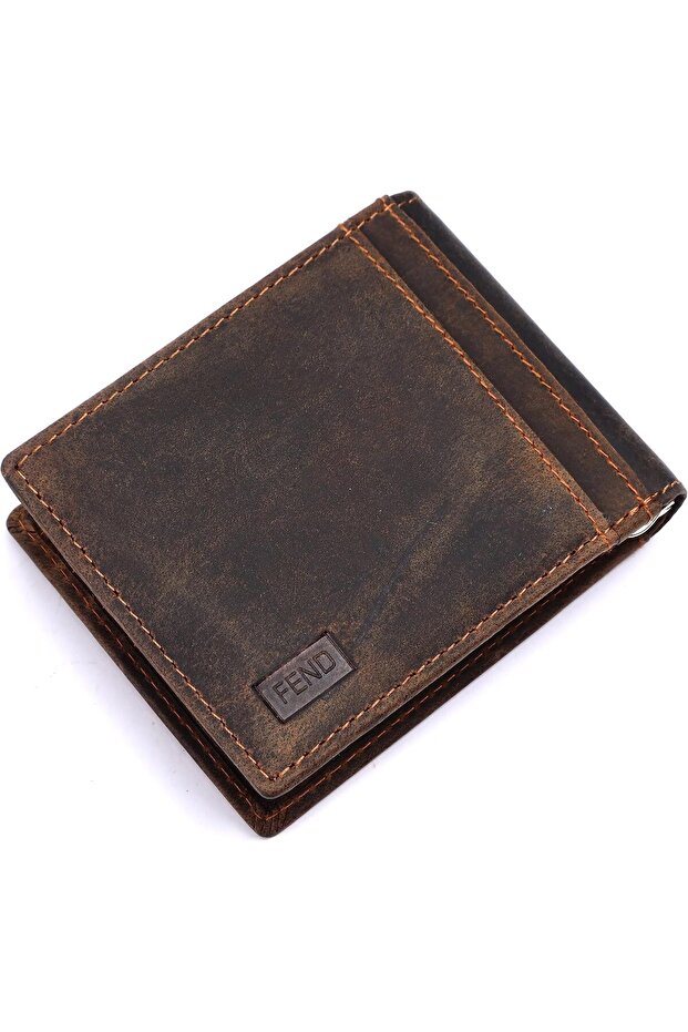 Fend Genuine Leather Men's Wallet with RFID Protection Brown